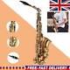Alto 10.7 Eb E-flat Sax Saxophone Golden Super Brass Music Case Mouthpiece New