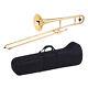 Alto Trombone Brass Gold Lacquer Bb Tone B Flat Wind Instrument With Case V2b5