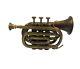 Antique Brass Trumpet Bb Pocket Trumpet 3 Valve Mouthpiece Best Wedding Gift