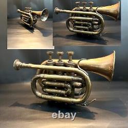 Antique Brass Trumpet Students Pocket Musical Trumpet horn Bugle