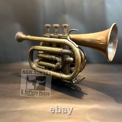Antique Brass Trumpet Students Pocket Musical Trumpet horn Bugle