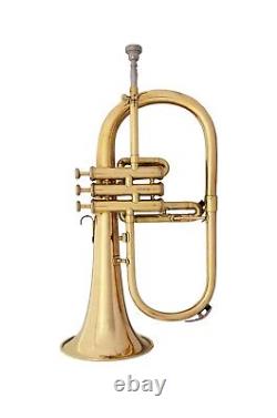 BEST-PRICE-DEAL NEW GOLDEN Bb FLUGEL HORN WITH FREE HARD CASE+MOUTHPIECE