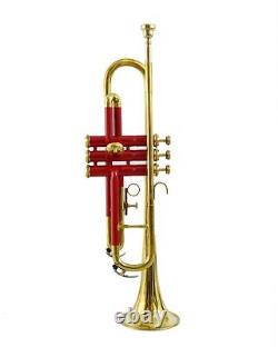 BRAND NEW RED Golden Brass Bb flat Trumpet With Free HARD Case+M/P