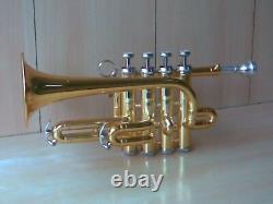 Brand New Bb/A PICCOLO TRUMPET GOLDEN BRASS Finish WITH FREE HARD CASE