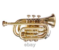 Brand New Brass Golden Finish Bb Pocket Trumpet Black Friday Sale
