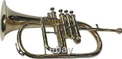 Brass FINISH 4 VALVE Bb/F FLUGEL HORN FREE HARD CASE