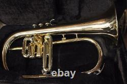 Flugel Horn 3 Valve Brass Gold BB Pitch Tune with Hardcase & Mouthpiece