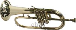 Flugel Horn 3 Valve Brass Golden Bb Tune Brass Made With Hard Case & Mouthpiece