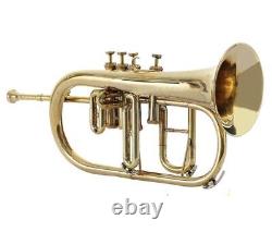 Flugel Horn 4 Valve Brass Golden Bb Tune Brass Made With Hard Case & Mouthpiece