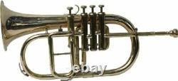 Flugel Horn Brass Plated Bb Flat 4 Valve Flugel Horn Free Hard Case+mouthpiece
