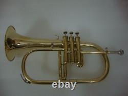 Flugel New Brass Golden Finish Horn With Free Hard Case+MOUTHPIECE