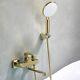 Golden Bathtub Shower Set Wall Mount Mixing Valve Long Mouth Spout Tap Faucet
