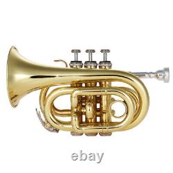 Golden Pocket Trumpet Bb Flat Brass withMouthpiece New M0O4