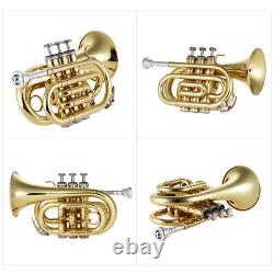 Golden Pocket Trumpet Bb Flat Brass withMouthpiece New M0O4
