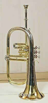 McLian Flugelhorn Bb Pitch Professional's Choice Gold N Silver Look With Case & Mp