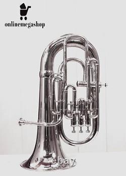 McLian Pro Brass Euphonium Bb/F Pitch Instrument Chrome Finish With Hard case