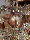 Mouth Blown Antique Look Gold & Brass Ball Ornaments, Set Of Six Nib