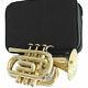 New Mini Brass Look Bb Pocket Trumpet Free Hard Case Mouthpiece Fast Ship