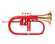 New Red & Gold 3 Valve Bb/f Flugel Horn Free Hard Case+mouthpiece