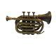 Nautical Antique Brass Pocket Bugle Horn 3 Valve Mouthpiece Professional Trumpet