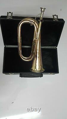 New British Army Style Bb Bugle Tuneable Brass with Silver mouth piece Free case