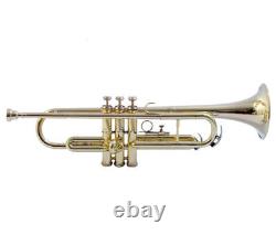 New GOLDEN BRASS Finish Bb FLAT Trumpet With Free Case+Mouthpiece