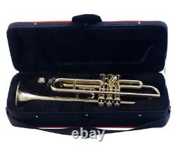 New GOLDEN BRASS Finish Bb FLAT Trumpet With Free Case+Mouthpiece