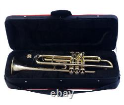 SALE New GOLDEN FINISH Bb Flat Trumpet+Free Hard Case+M/P