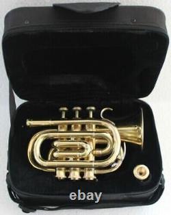 Sale Pocket Brass Finish Trumpet Bb Pitch With Hard Case & Mouthpiece