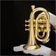 Shinny Brass Pocket Trumpet Bb Gold Lacquer Mini Trumpet With Mouthpiece