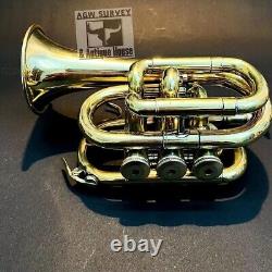 Shiny Brass Trumpet Collectible Gift Vintage Nautical Musical Trumpet Bugle Horn