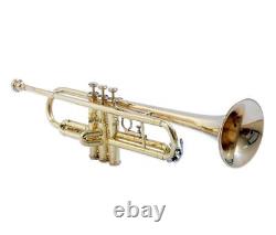 Trumpet Brass Gold Color Bb Pitch Best Quality With Free Hard Case & Mouthpiece